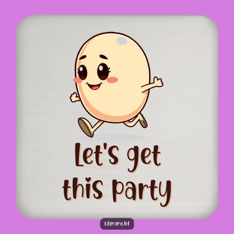 Funny Determined Bean Runner Coaster - Smiling Character Decor, Unique Funny Gift