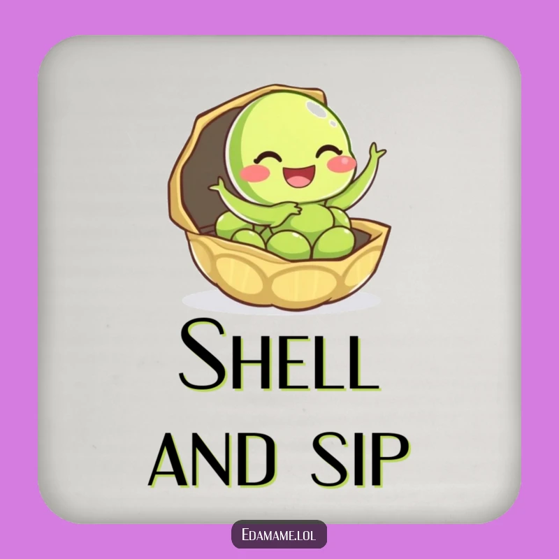 Funny Giggling Edamame Drink Coaster - Joyful Pod Escape Protection for Surfaces