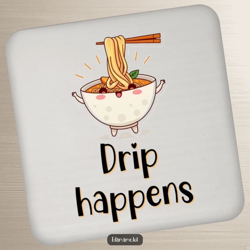 Funny Ramen Bowl Coasters displaying Dancing Noodles, a humorous and practical addition to any home