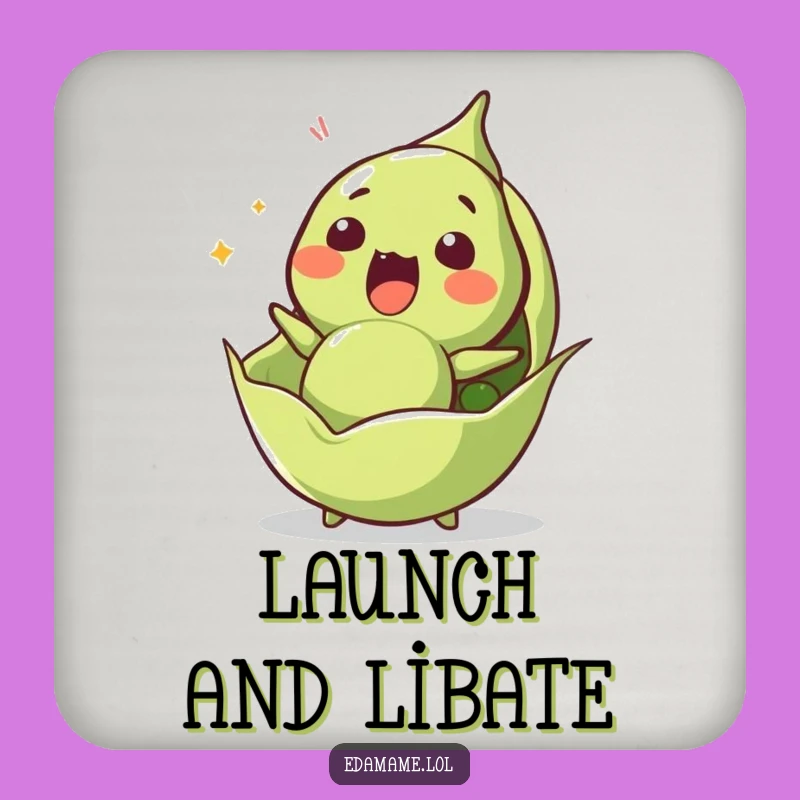 Funny Surprised Edamame Drink Coaster - Shocking Bean Launch Protection for Surfaces