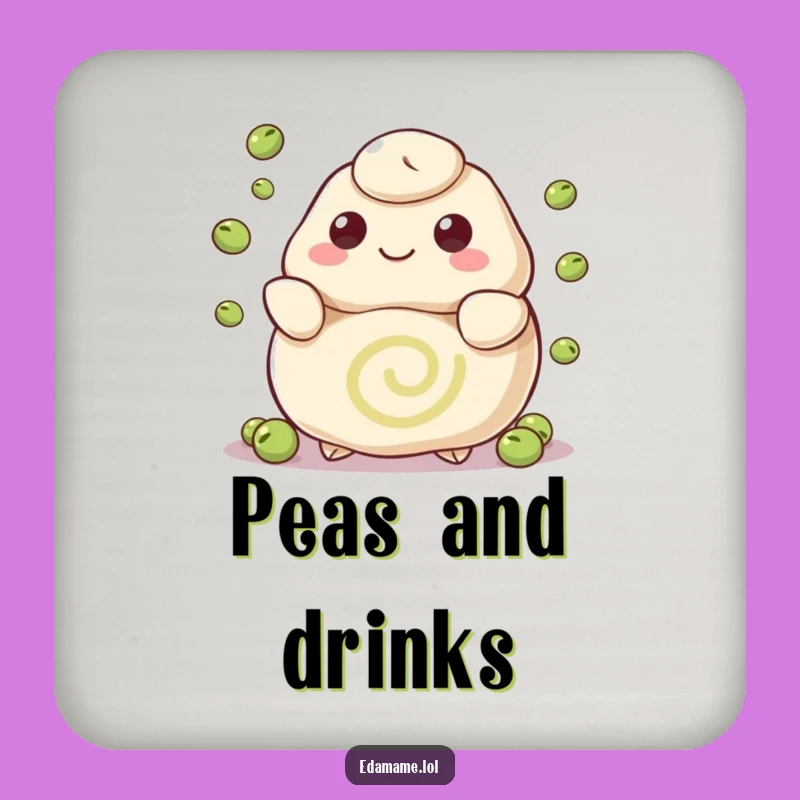 Funny Happy Dumpling Juggling Peas Coaster Protect Surfaces with Playful Skill