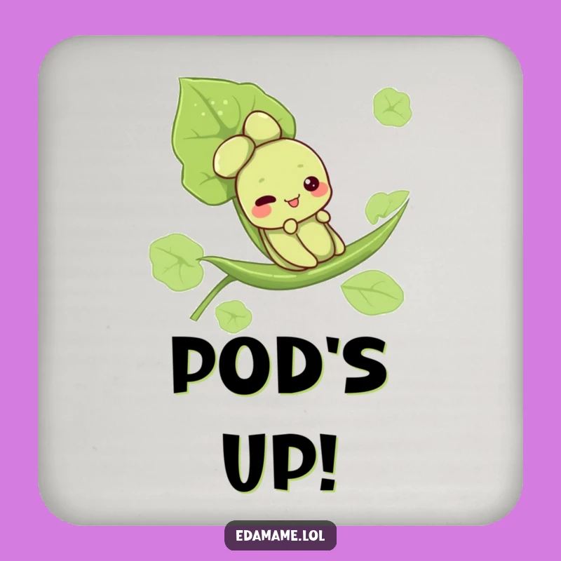Funny Edamame Leaf Slide Coaster - Cute Character Table Protector, Unique Funny Gift