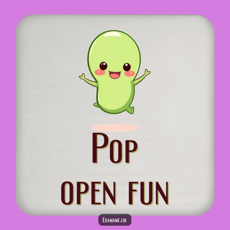 Funny Happy Edamame Drink Coaster: Protect Surfaces with Bean-tastic Flair