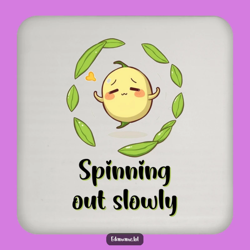 Funny Confused Edamame Coaster - Dizzy Bean Art Gift