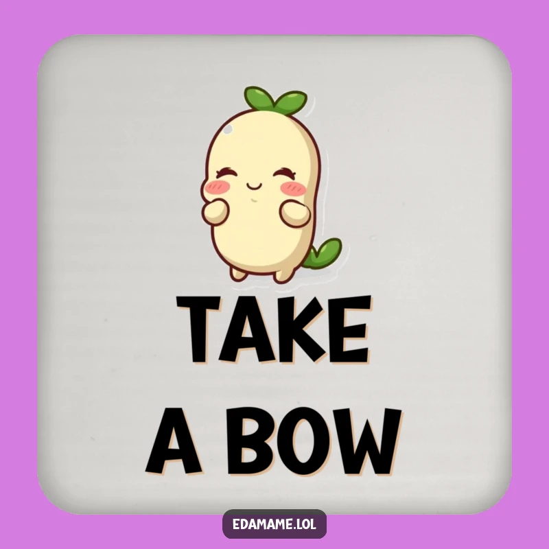 Funny Edamame Bow Coaster: Protect Surfaces with Polite Flair