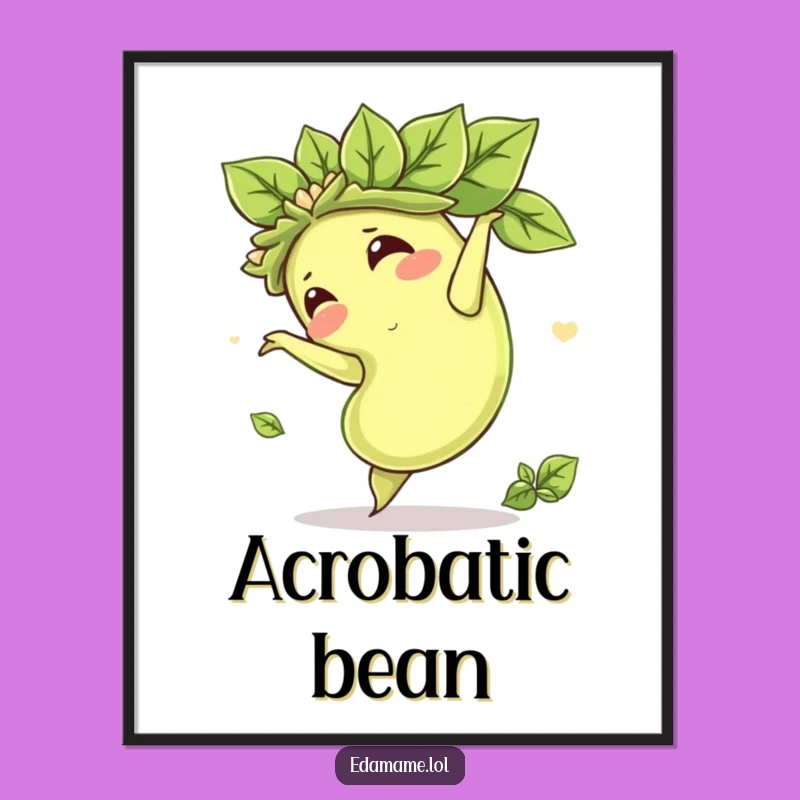 Funny Edamame Somersault Poster: Whimsical Wall Art for a Cheerful Home!