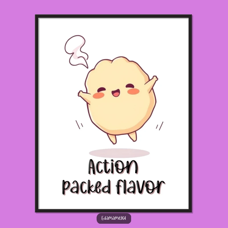 Funny Gyoza Cartwheel Poster - Playful Dumpling Action Wall Art & Gift