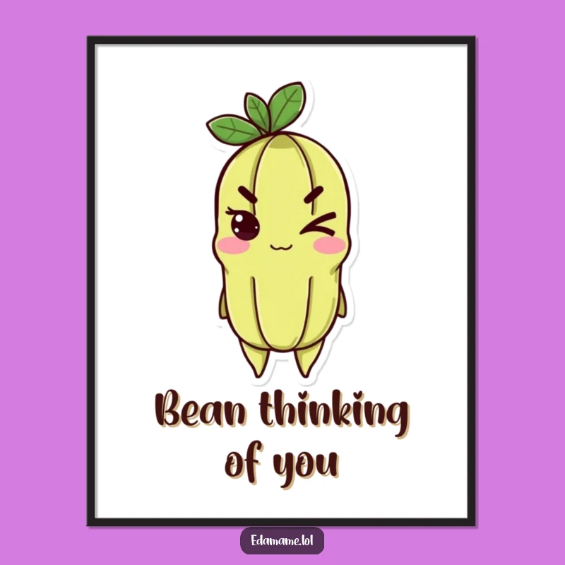 Funny Edamame Wink Poster - Bold & Cheerful Bean Art for a Playful Wall