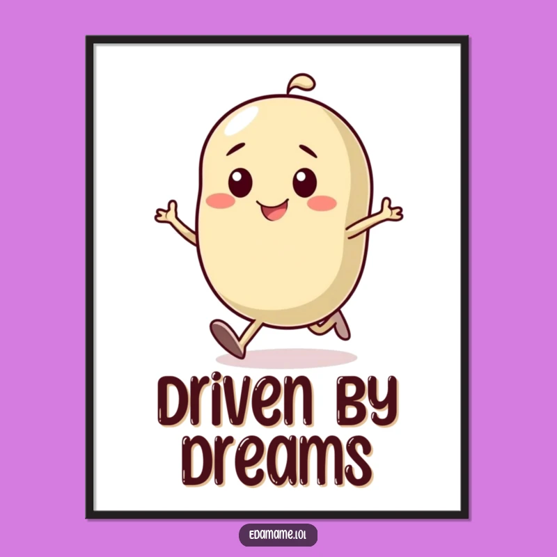 Funny Determined Bean Running Poster: Humorous Motivational Art, Gift