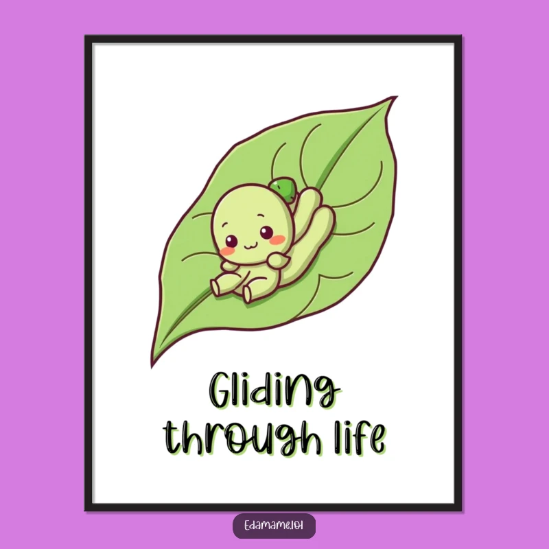 Funny Edamame Leaf Slide Poster: Humorous Veggie Art, Great Gift Idea