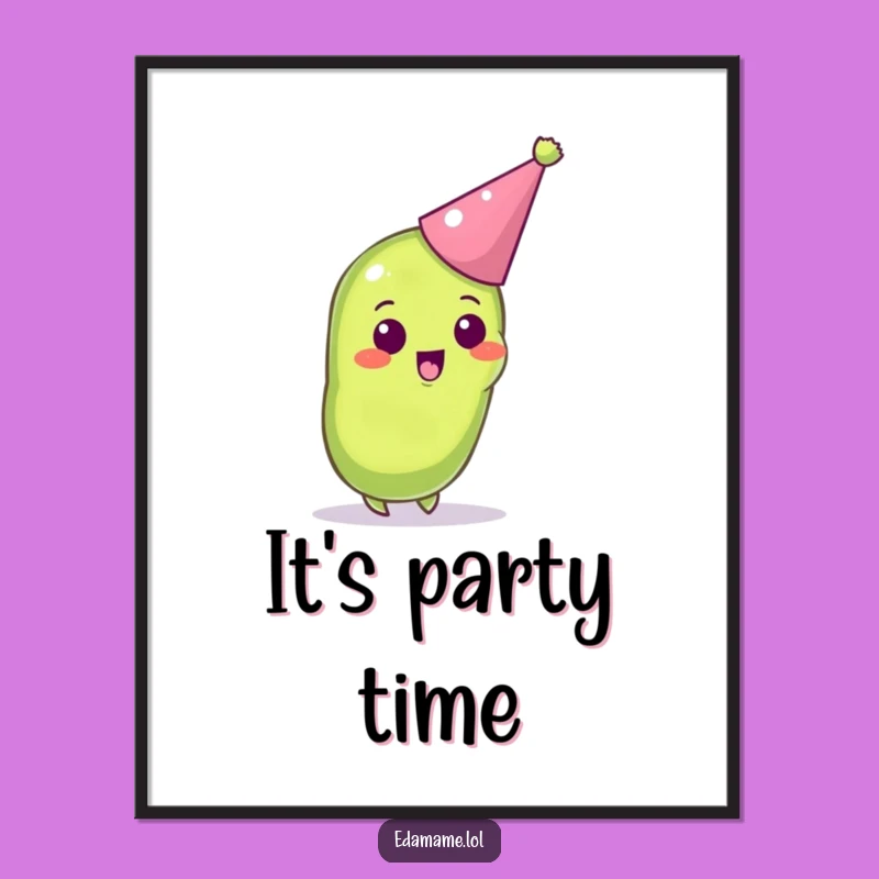 Funny Edamame Party Poster - Excited Bean Pod Wall Art Gift