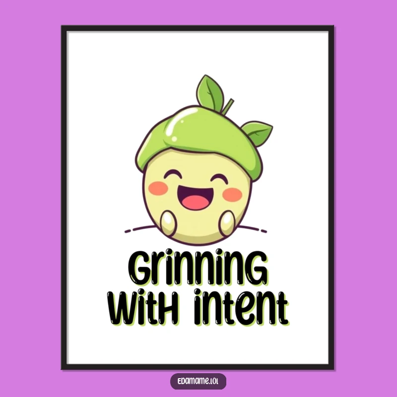 Funny Edamame Pod Grin Poster: Mischievous Bean Art