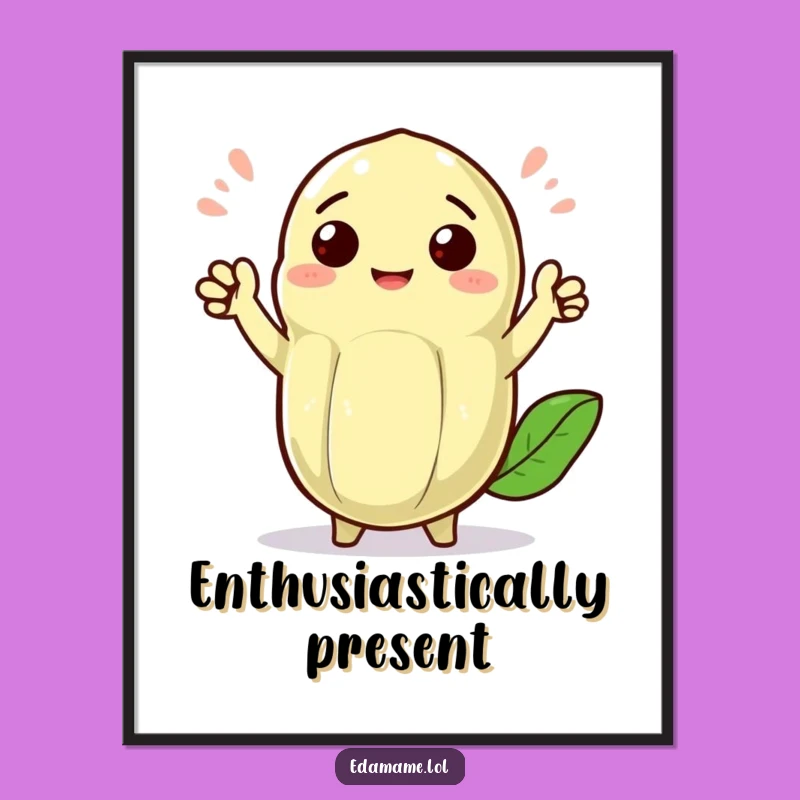 Funny Edamame Pod Poster: Cheerful Waves Art Print, Great Funny Gift