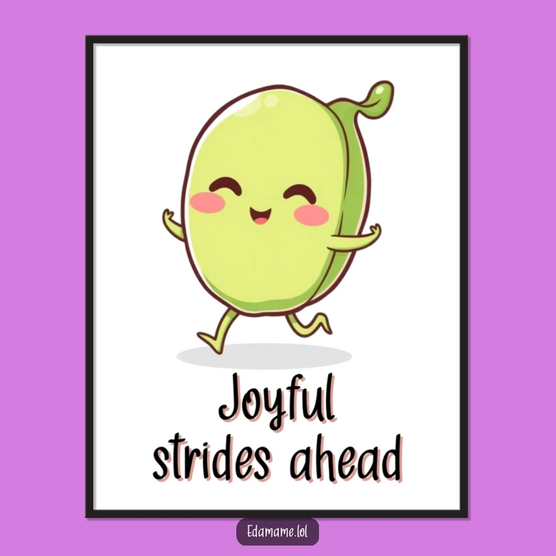 Funny Edamame Pod Poster: Joyful Skipping Art Print, Great Funny Gift