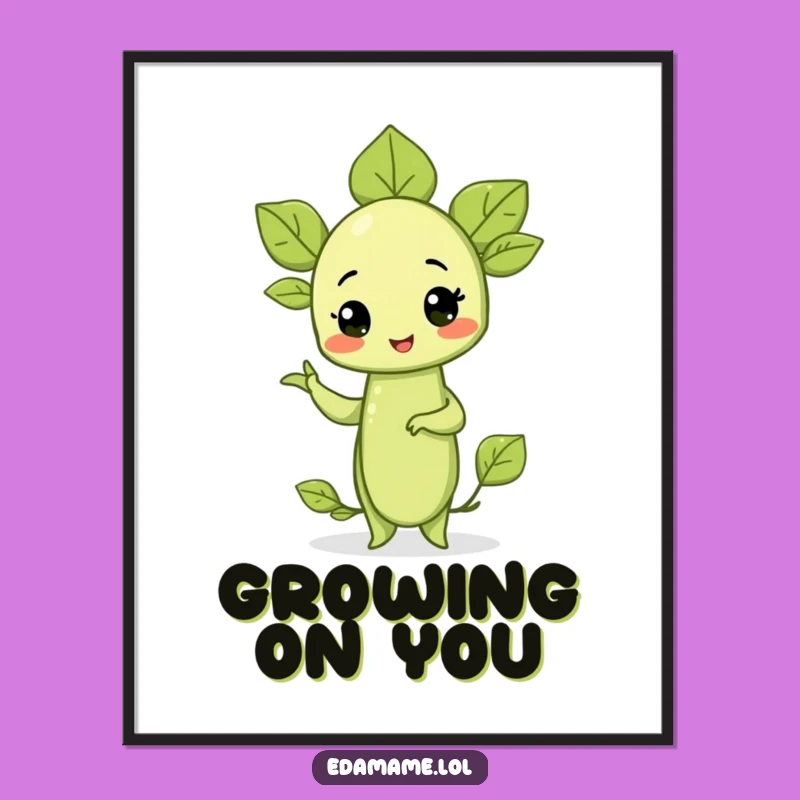 Funny Edamame Sprout Pose Poster: Humorous Veggie Art, Great Gift Idea