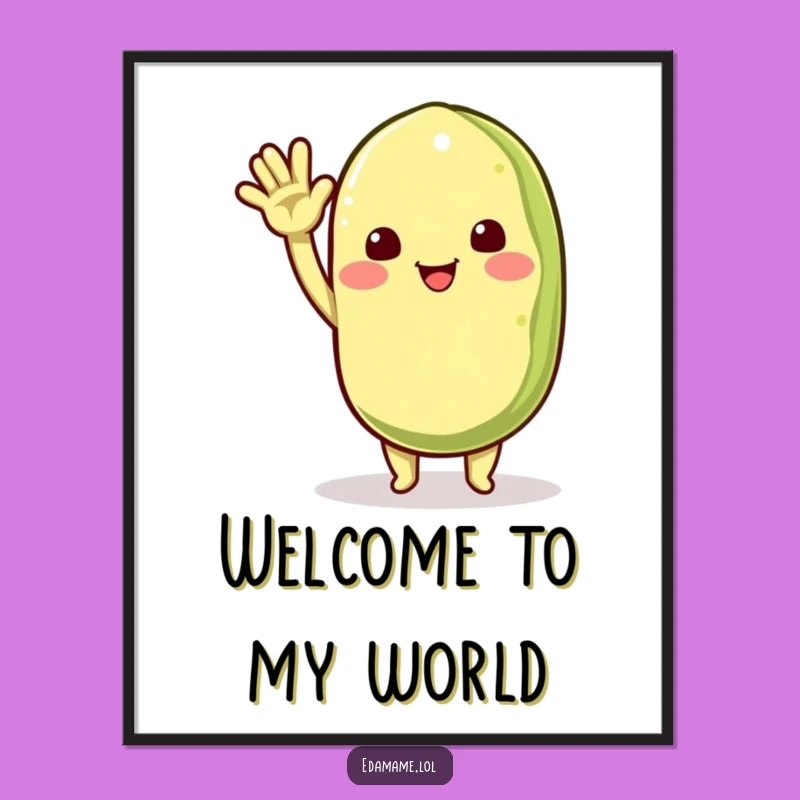 Funny Edamame Waving Poster: Decorate with Enthusiastic Cheer