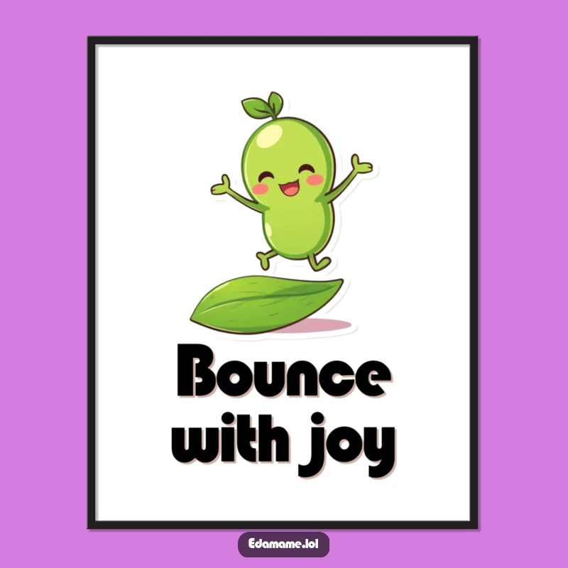 Funny Green Bean Bouncing Poster - Hilarious Leaf Art for Wall Smiles!