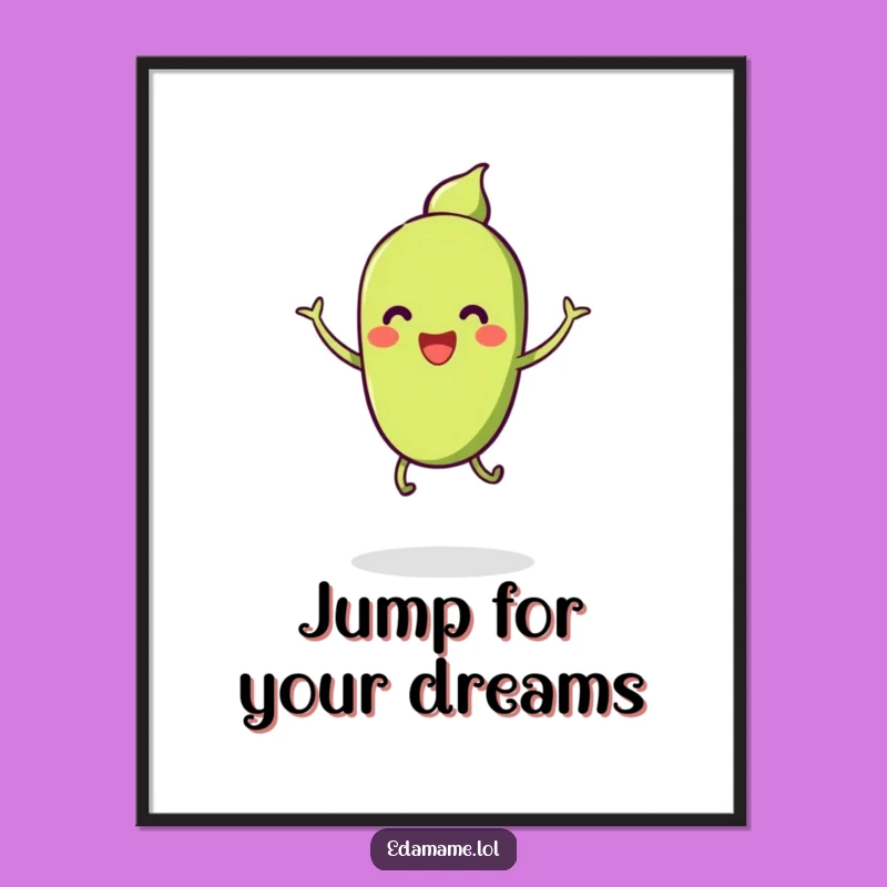 Funny Smiling Edamame Jump Poster - Vibrant & Joyful Art