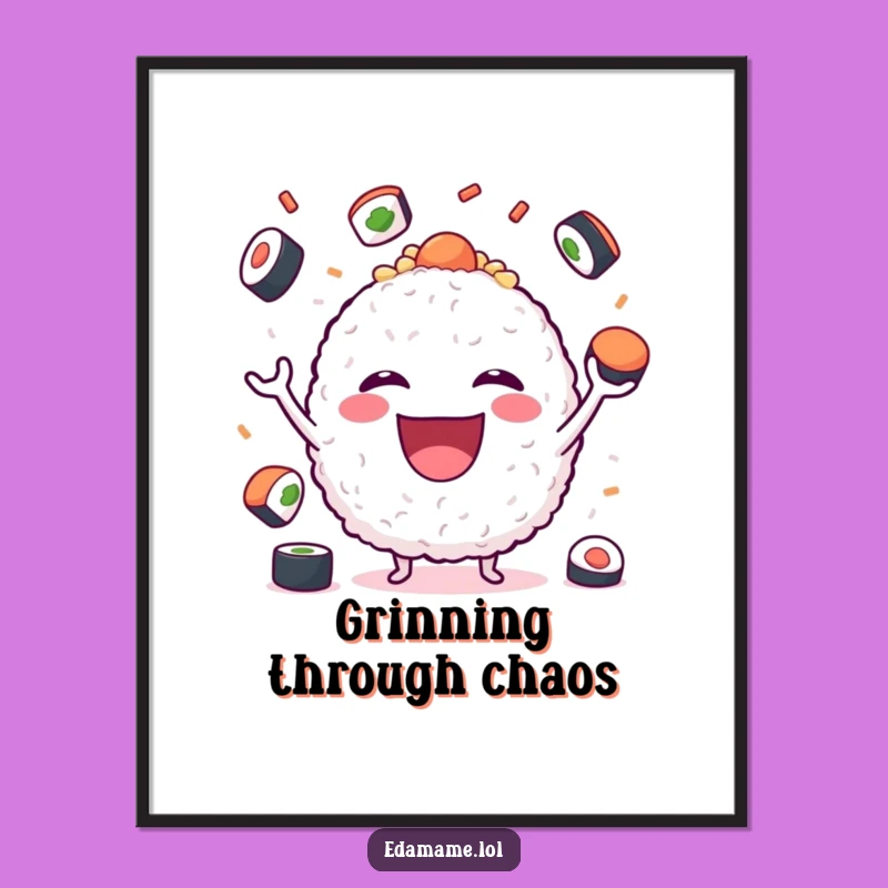 Funny Sushi Juggling Rice Ball Poster: Deliciously Humorous Wall Art