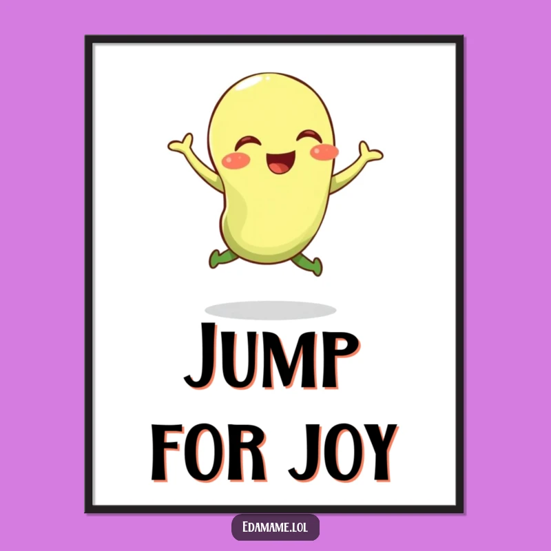 Funny Edamame Jump Poster - Giggling Bean Wall Art Gift