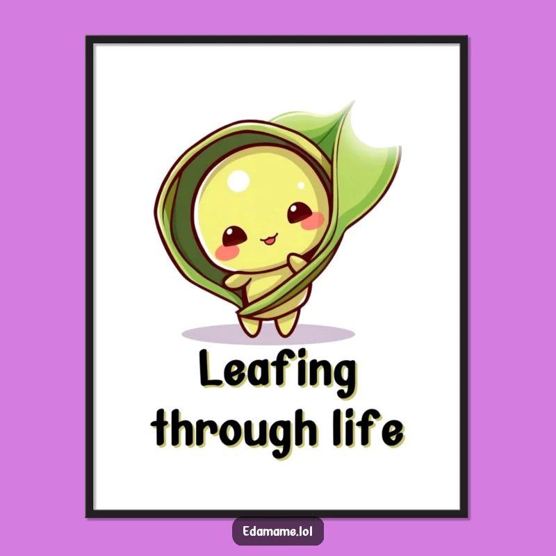 Funny Edamame Pod Poster: Playful Leaf Art for a Cute and Funny Wall Decor Gift
