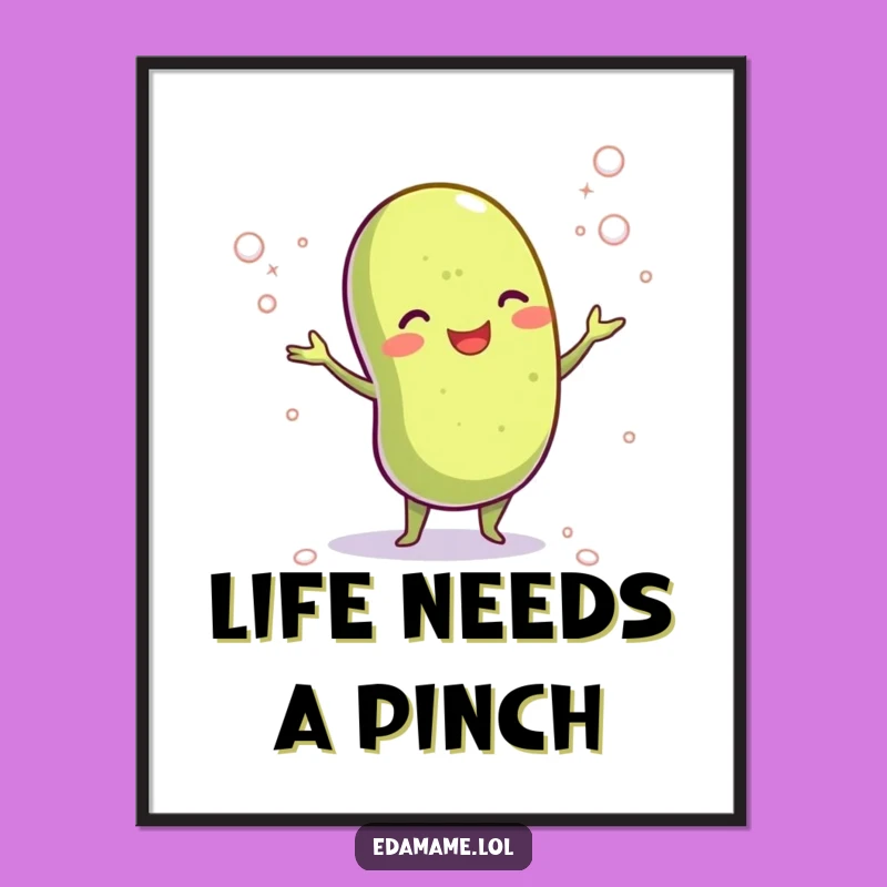 Funny Edamame Salt Juggling Poster: Decorate with Savory Wit