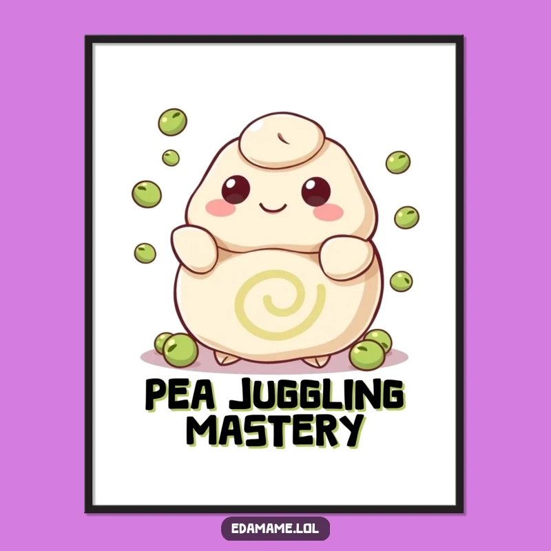 Funny Happy Dumpling Juggling Peas Poster Add Skillful Fun to Your Walls