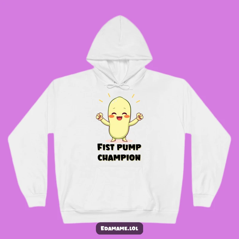 Funny Cheering Edamame Hoodie - Cozy Victory Bean Fist Pump Gift