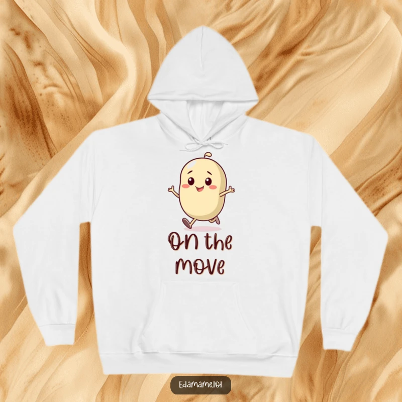 Funny hoodie featuring a determined bean character running with focus, embodying humorous drive and a motivational spirit.