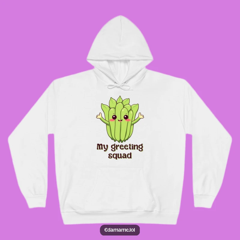 Funny Waving Edamame Hoodie - Cozy Comfort and Cheerful Waves