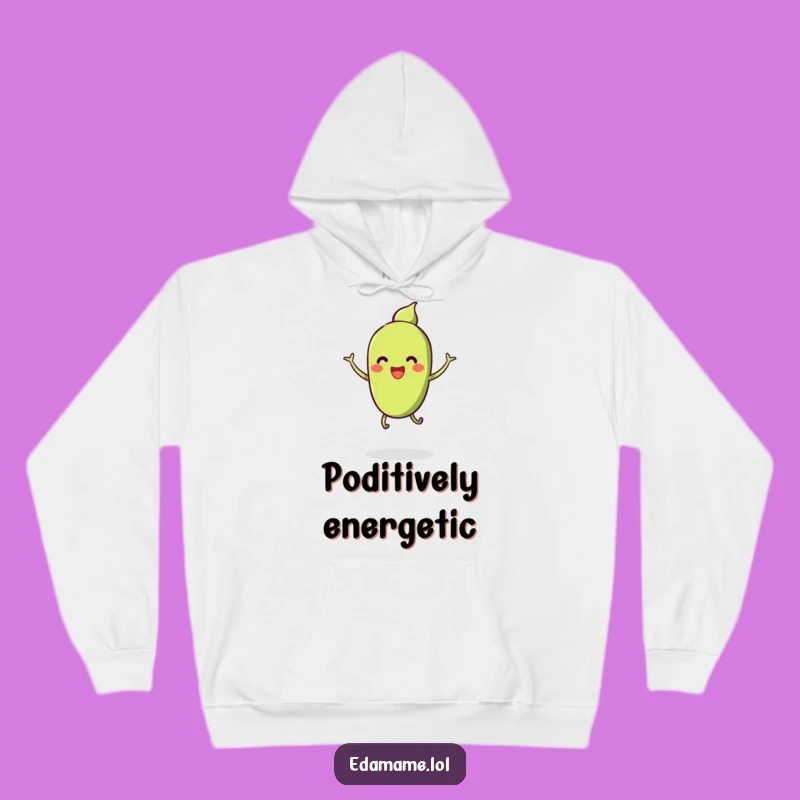 Cozy Funny Smiling Edamame Jump Hoodie - Warm & Cheerful