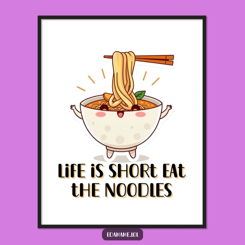 Free Printable Wall Art: Dancing Ramen Bowl Funny Downloadable Decor for Kitchens
