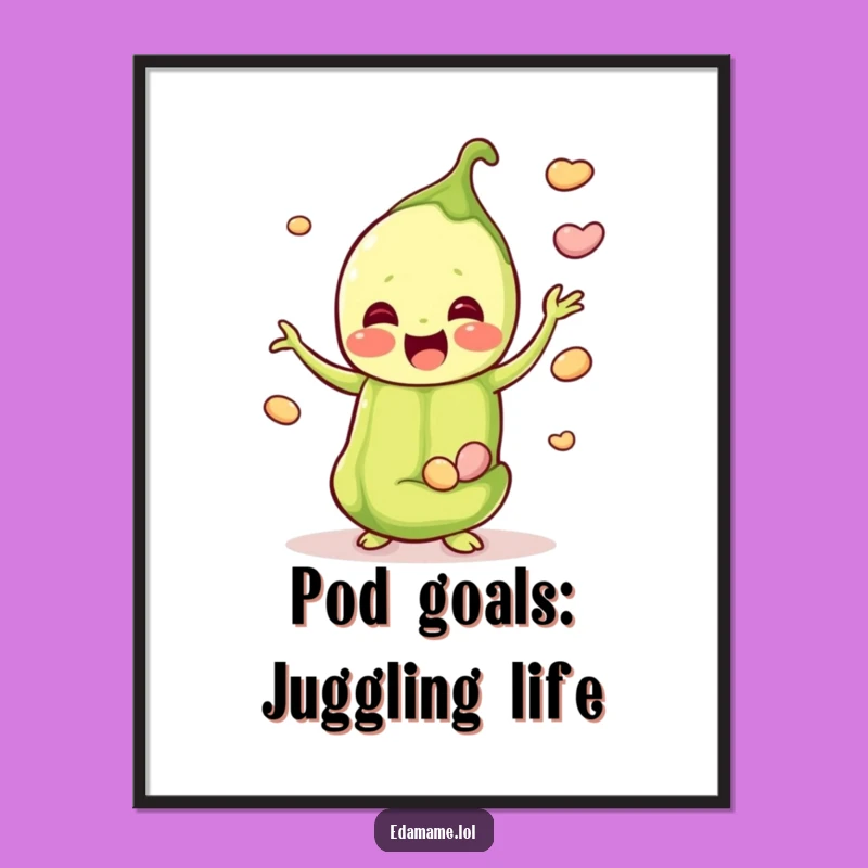 Funny Free Printable Wall Art: Edamame Juggling Downloadable Art for Whimsical Decor
