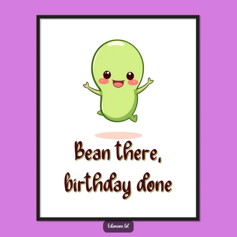 Funny Free Printable Wall Art: Jumping Edamame Pod Downloadable Foodie Decor