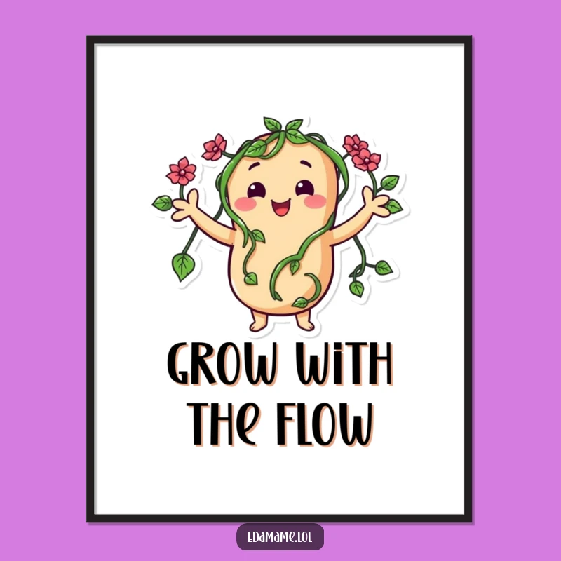 Free Printable Wall Art: Vine-Armed Bean Waves for Whimsical Downloadable Decor