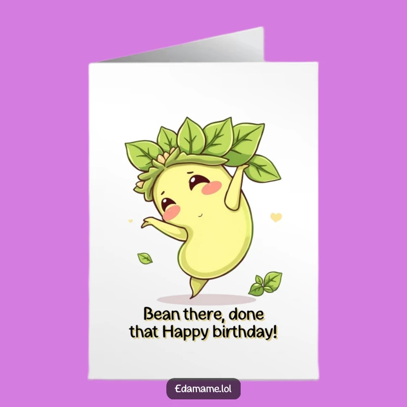 Funny Free Printable Birthday Card: Edamame Somersault Delight - Downloadable Gift