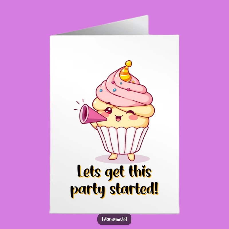 Free Printable Birthday Card: Funny Cupcake Horn Blower, Hilarious Downloadable Greeting