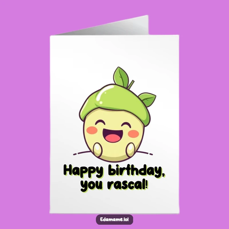 Free Printable Birthday Card: Mischievous Edamame Grin Funny Downloadable