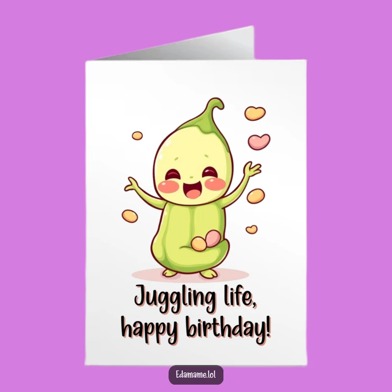 Free Printable Birthday Card: Edamame Juggling Fun for Your Downloadable Gift