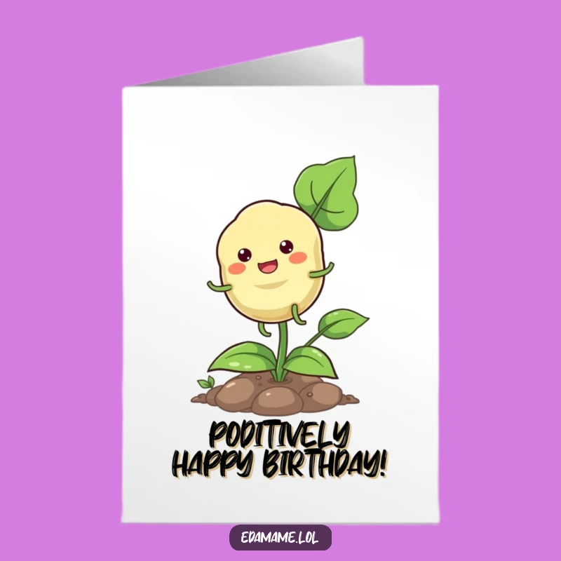 Free Printable Birthday Card: Hopping Pod Character, Funny Downloadable Gift