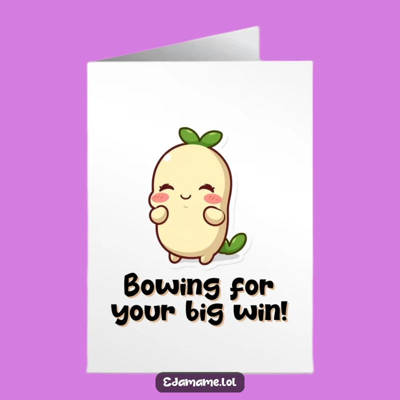 Free Printable Edamame Bow Congrats Card - Funny Downloadable Gift for Well-Deserved Success