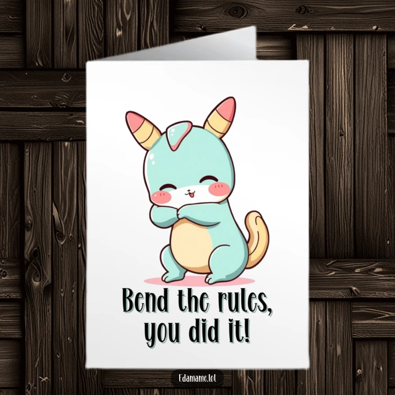 Funny Free Printable Congratulations Card: A silly churro contorts into a funny bendy pose to celebrate your success.
