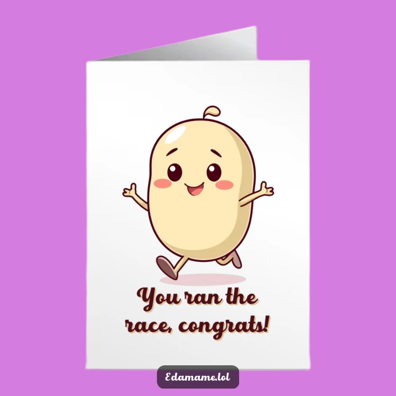 Free Printable Congrats Card: Determined Bean Wins Race, Funny Downloadable Gift