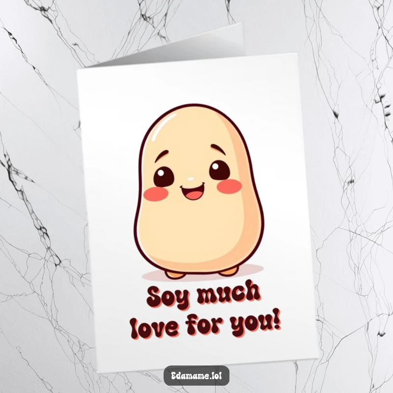 Funny Free Printable congratulations card with a beaming soy bean rolling joyfully, sharing in the celebration.