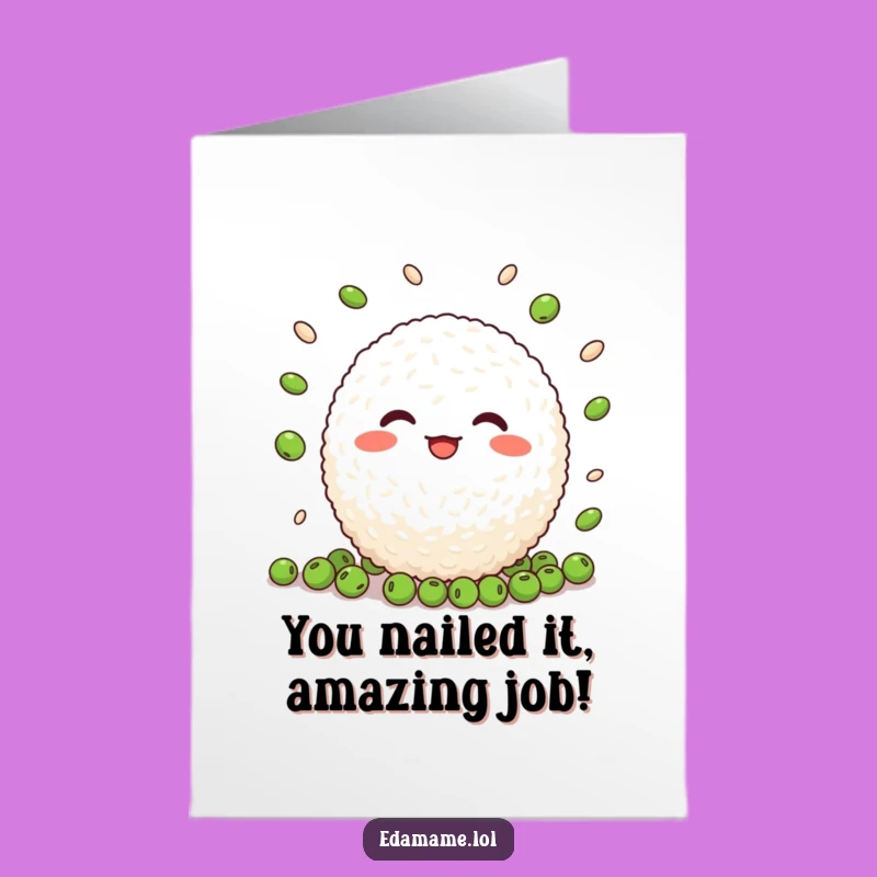 Free Printable Congrats Card: Juggling Rice Ball - Funny Downloadable Gift for Your Achievements