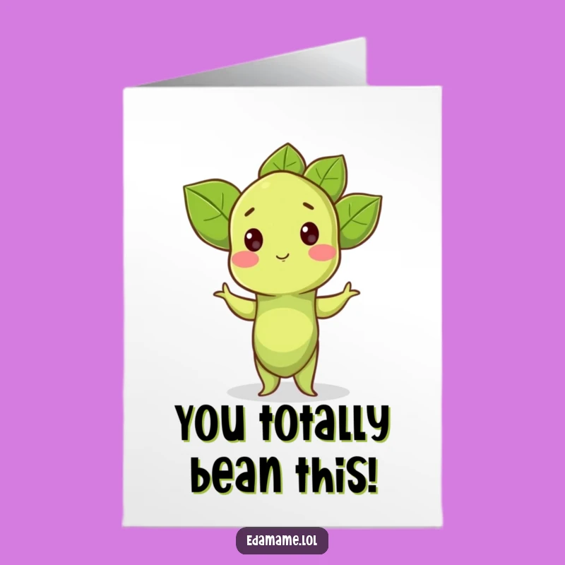 Free Printable Congrats Card: Proud Edamame Sprout Pose, Funny Downloadable Greeting for Achievement
