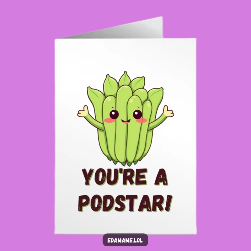 Free Printable Congrats Card: Waving Edamame Cluster Funny Downloadable Greeting