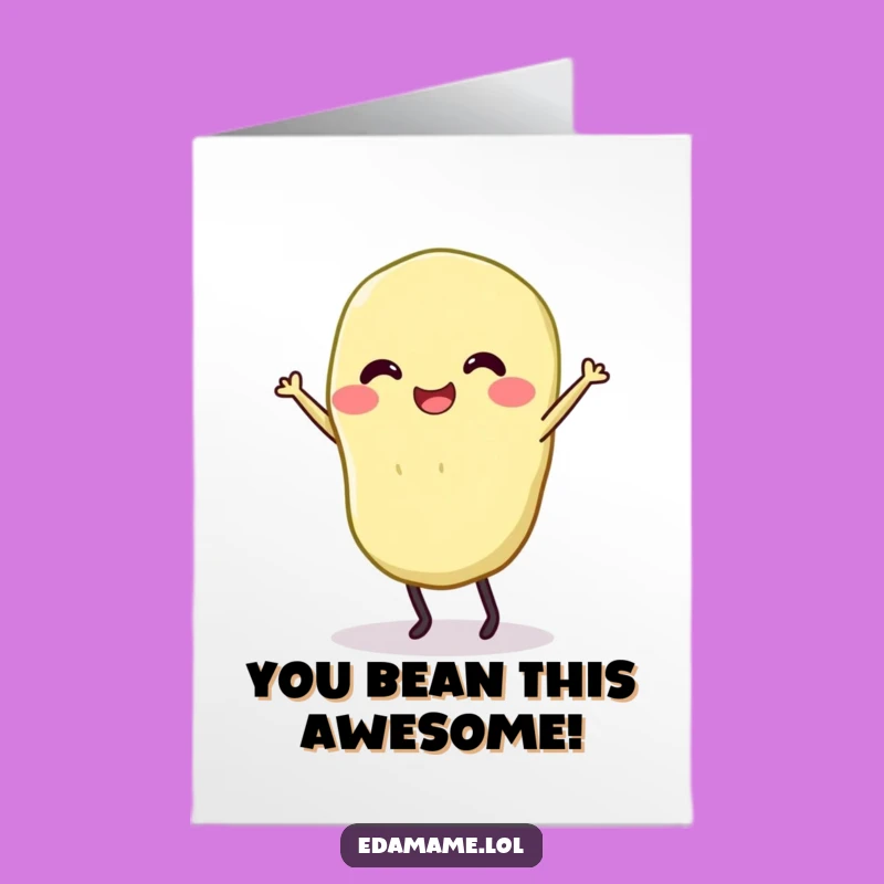 Free Printable Congrats Card: Dancing Edamame Funny Downloadable Greeting for Cheers