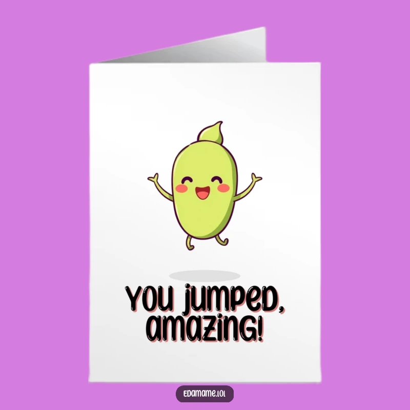 Free Printable Congrats Card: Edamame's Joyful Leap - DIY Downloadable