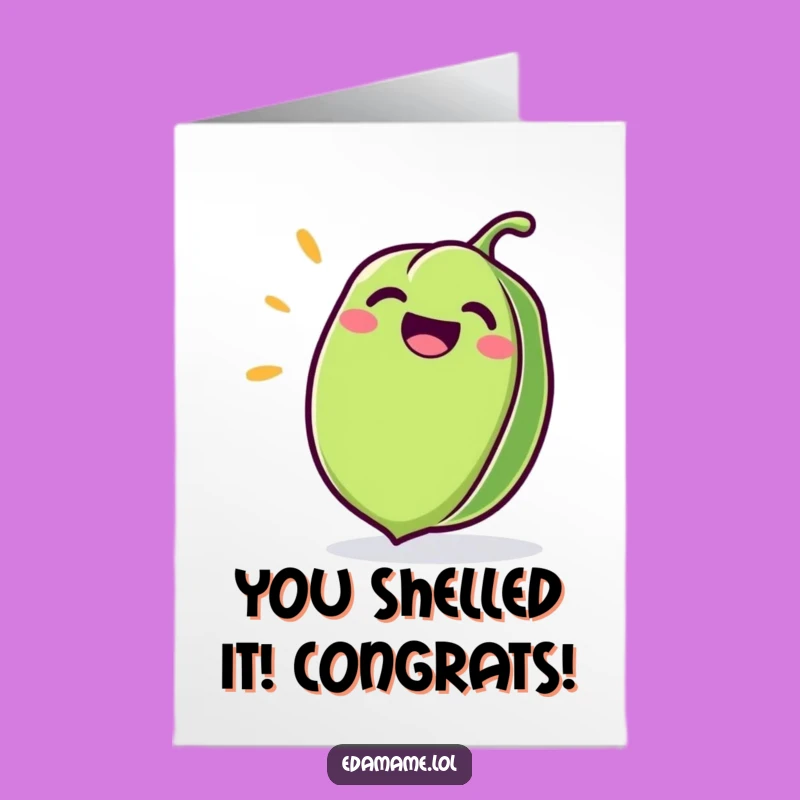 Free Printable Congrats Card: Happy Edamame Cheers for Your Awesome Achievement